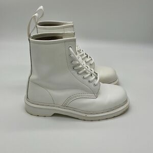 Dr. Martens Doc 14357 Smooth Leather Boots White Combat Mens Size 7 Womens 8‎